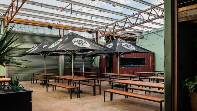 The ‘outdoor’ beer garden has a retractable roof.