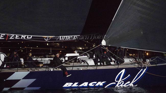 Black Jack claims makes her way up the Derwent River under the cover of darkness. Picture: Chris Kidd