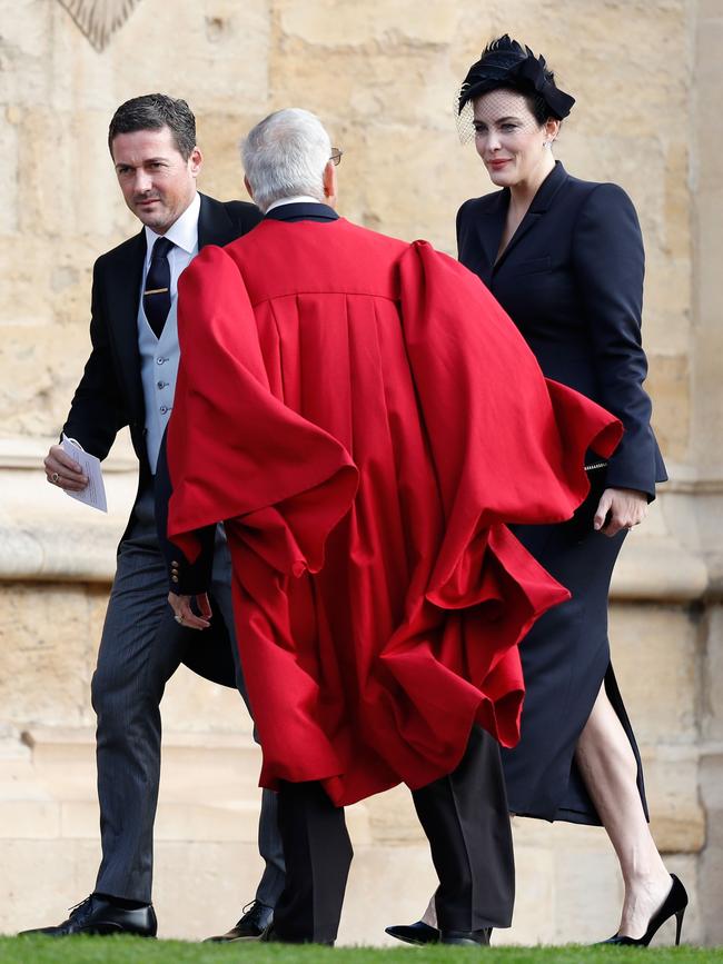 American actress Liv Tyler arriving at the royal wedding wearing a blazer and skirt. Picture: AFP