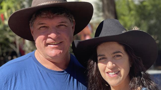 David Bradford and Amie Nimmo, from Mackay, enjoy day one of the 2024 Gympie Muster, at the Amamoor State Forest on August 22, 2024.