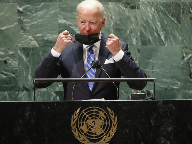 US President Joe Biden delivers a speech at the 76th Session of the UN General Assembly in New York. Picture: AFP