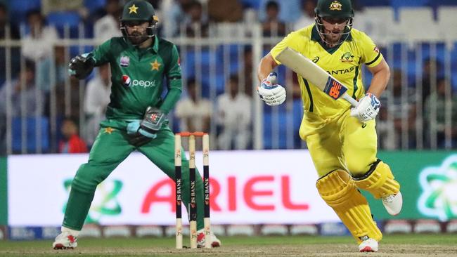 Aaron Finch scored his first ODI ton in nine months to lead Australia to victory. Picture: AFP