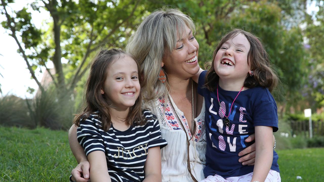 Country Singer Felicity Urquhart with her two kids, Tia, 10 and Ellie, 8. Felicity understands Australia's mental health crisis first hand after losing her partner to suicide. Picture: David Swift