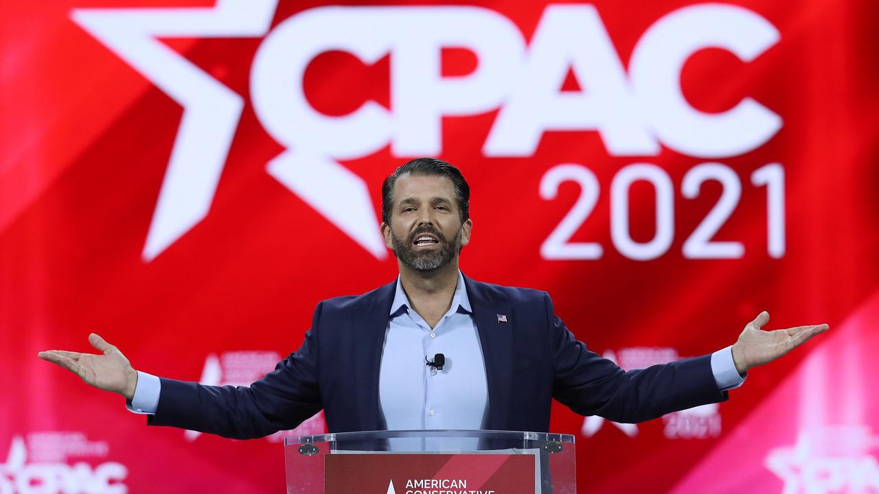 Donald Trump Jr speaking at CPAC today. Picture: Joe Raedle/Getty Images/AFP