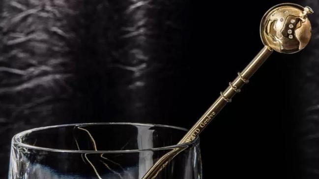 This diamond-encrusted swizzle stick is among the trip’s most valuable amenities.