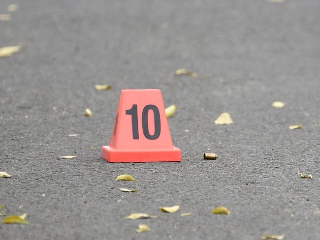 A bullet casing on the road outside Abdulrahim’s home. Picture: Andrew Henshaw