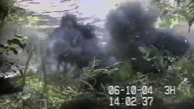 Police surveillance footage of the test bomb exploded by terrorist Abdul Nacer Benbrika and an undercover Victoria Police officer at Mt Disappointment state forest.