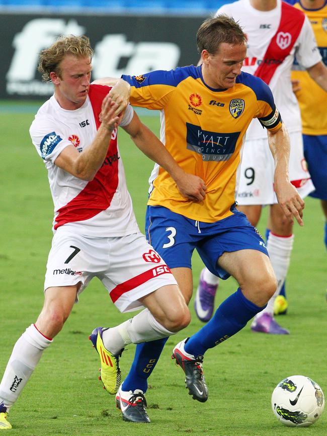 Thwaite in action for United in the A-League in 2012.