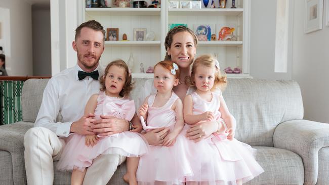 Evie Ludeman and Jesse Matthews with their triplets.