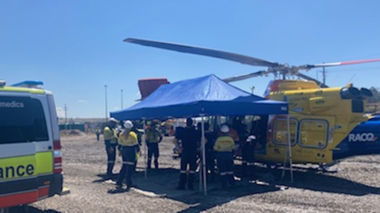 A worker was permitted to work under live testing protocols on a large haul truck at a Coppabella mine site on Saturday, October 30, 2021. Picture: RACQ CQ Rescue