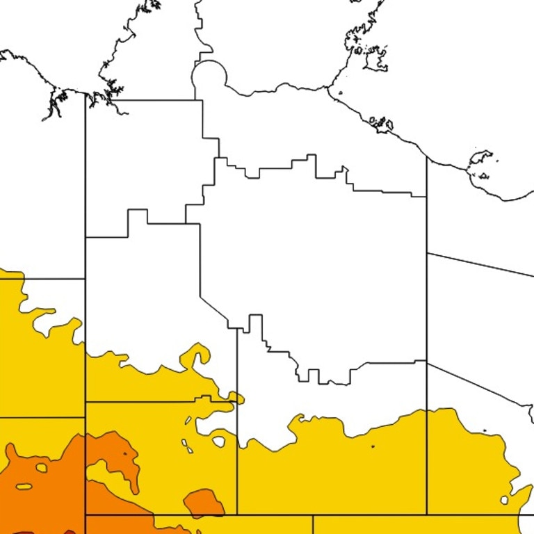 The heatwave will also hit the southern NT. Picture: BOM.