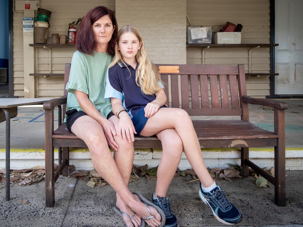 Belinda Barnes and daughter Stella lost their home in the flood. Picture: Danielle Smith