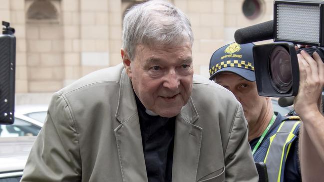 George Pell arrives at the County Court in Melbourne. Picture: AP