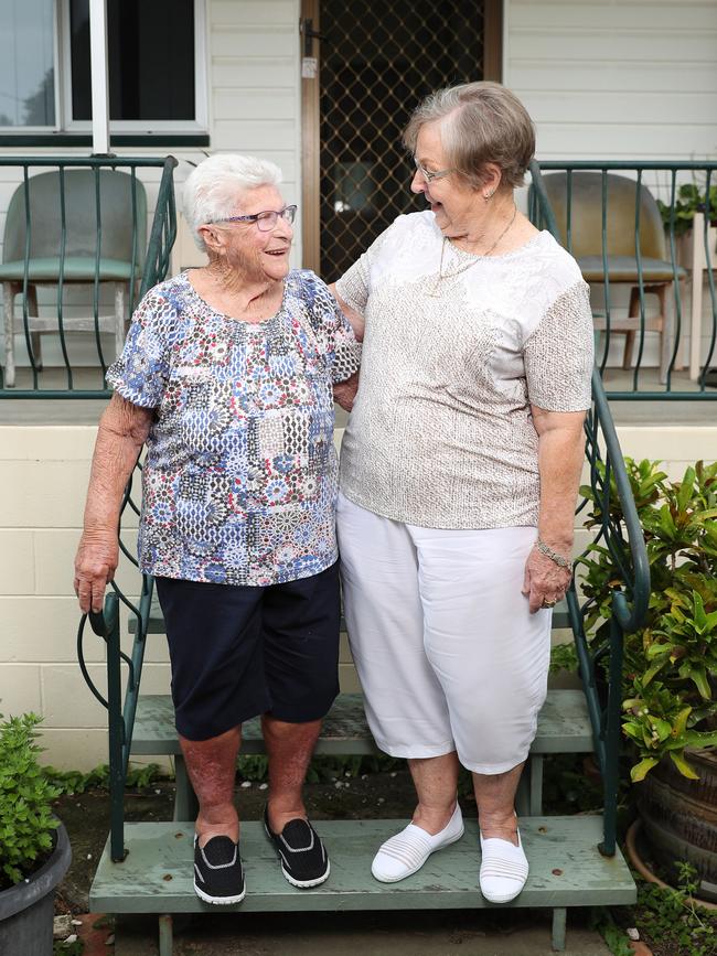 Rita Langer and Di Wishey have a firm friendship built around the Broncos. Picture: Peter Wallis