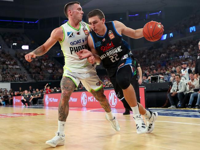 Mitch Creek and Mason Peatling are two men who give no quarter — and ask for none — on the basketball court. Picture: Getty Images