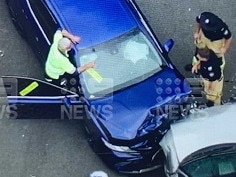 A police officer was injured in a head-on collision. Picture: Nine News