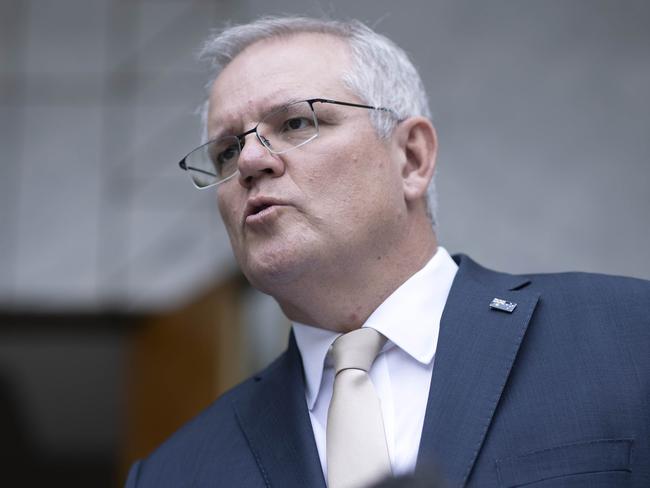 CANBERRA, AUSTRALIA-NCA NewsWire Photos  January 01 2021.Prime Minister Scott Morrison during his first political press conference in Parliament House Canberra, for 2021.Picture: NCA NewsWire / Gary Ramage