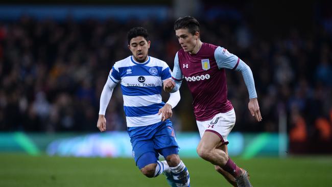 Jack Grealish of Aston Villa in action during the Sky Bet Championship match between Aston Villa and Queens Park Rangers
