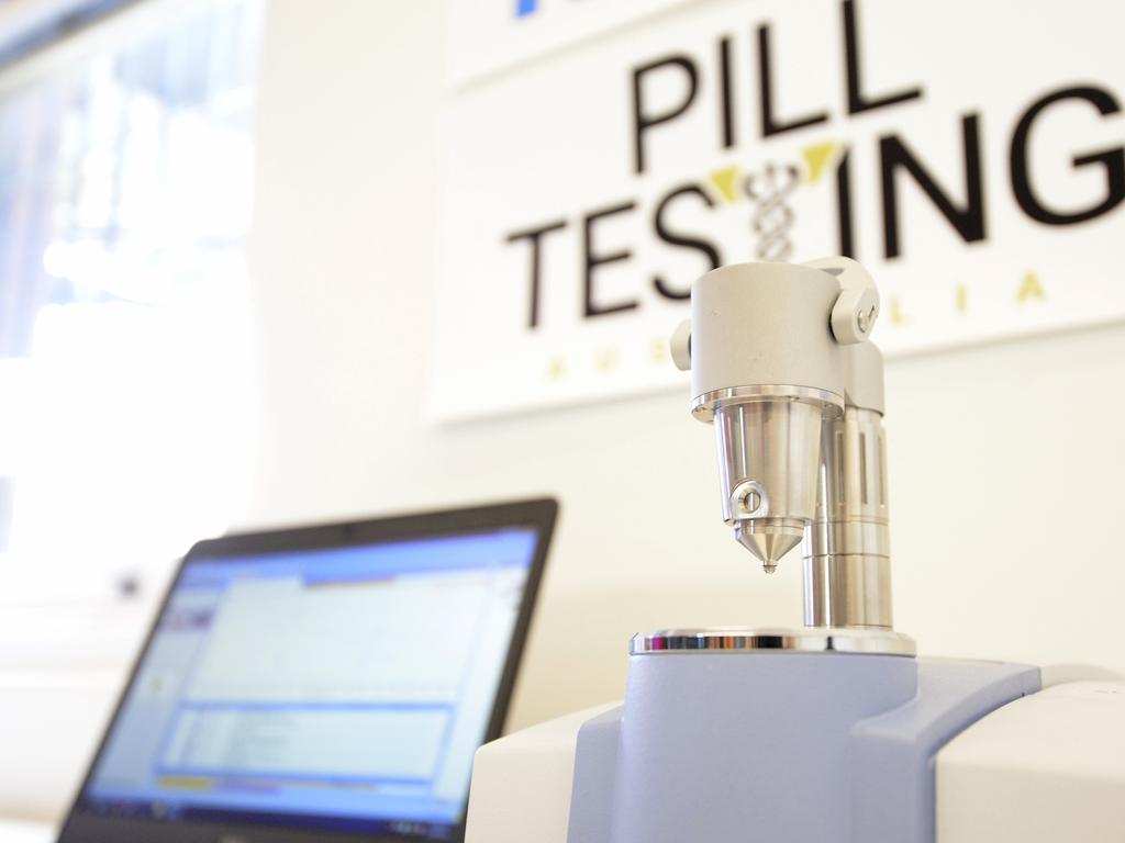 A pill testing machine at a recent Australian trial. Picture: Jeremy Piper/AAP