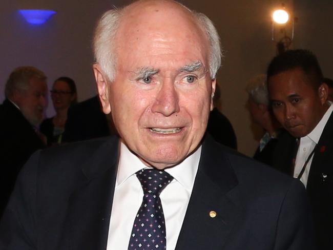 Former Prime Minister John Howard and former Indonesian President Susilo Bambang Yudhoyono attend the Australian Strategic Policy Institute (ASPI) conference in Canberra today. Picture: Ray Strange.