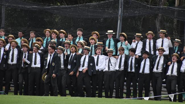 GPS First XI football action between Brisbane Boys College and Brisbane Grammar School. Saturday April 22, 2023. Picture: Nick Tucker.