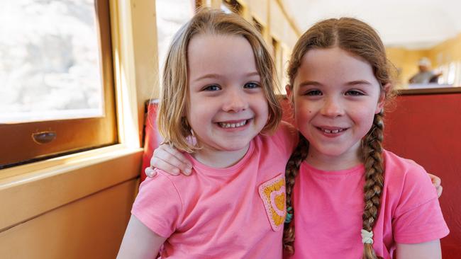 The Zig Zag Railway is the hottest ticket for kids ahead of the school holidays. Pictured is Margot Bennett, 5 and Coco Bennett, 6. Picture: David Swift.