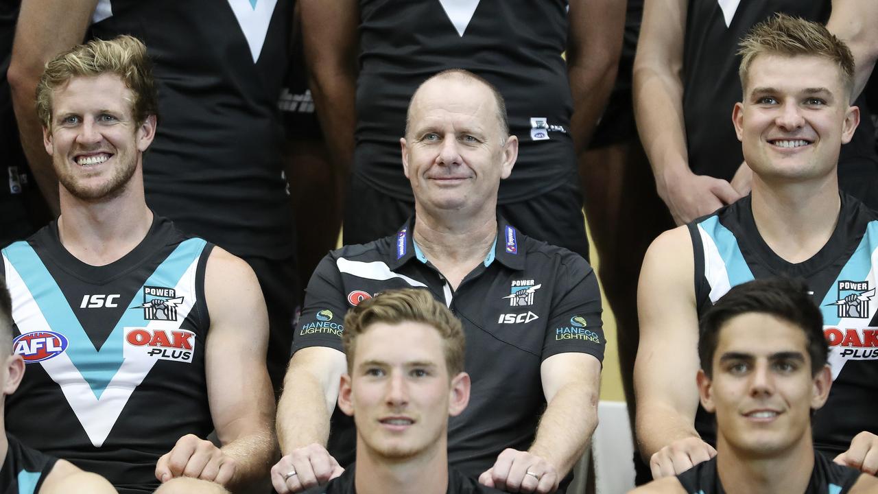 History is in the making for Port Adelaide on Saturday night when the Power will have two captains on the field for the first time in the club’s 149-year history — Tom Jonas, left, and Ollie Wines, right. Picture: Sarah Reed.