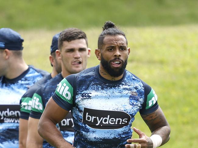 Josh Addo-Carr and Nathan Cleary. Picture: Phil Hillyard