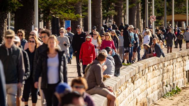 People exercising at Manly Beach on July 17, 2021. Picture: Julian Andrews