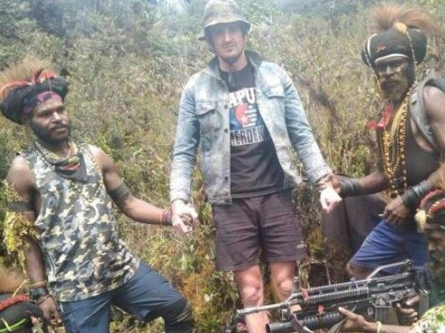 Christchurch man Phillip Mark Mehrtens appears to be wearing a ‘Papua Independence’ T-shirt in the photos released by his captors. Picture: West Papua Liberation Army