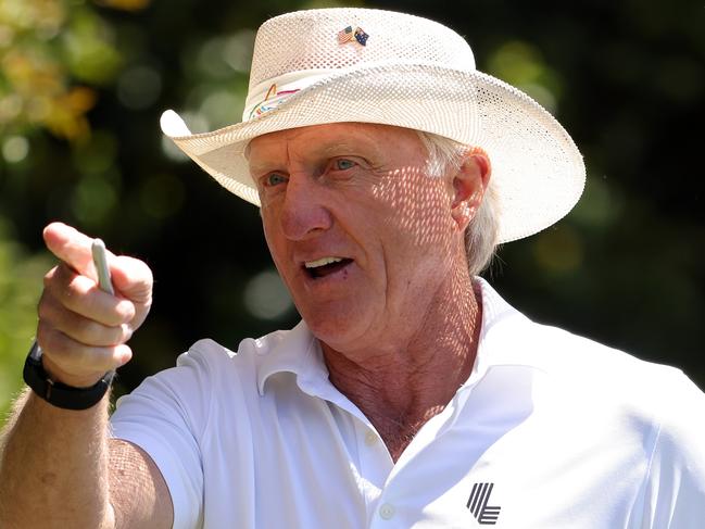 AUGUSTA, GEORGIA - APRIL 12:  Greg Norman of Australia, CEO and Commissioner of the LIV Golf Tour, walks down the fourth hole during the second round of the 2024 Masters Tournament at Augusta National Golf Club on April 12, 2024 in Augusta, Georgia. (Photo by Jamie Squire/Getty Images) (Photo by Jamie Squire/Getty Images)