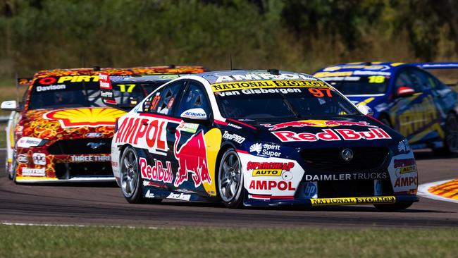 Holden Commodore driver Shane van Gisbergen has charged to a dominant win in Race 2 of the Darwin Supercars weekend at Hidden Valley Raceway. Picture: Daniel Kalisz/Getty Images