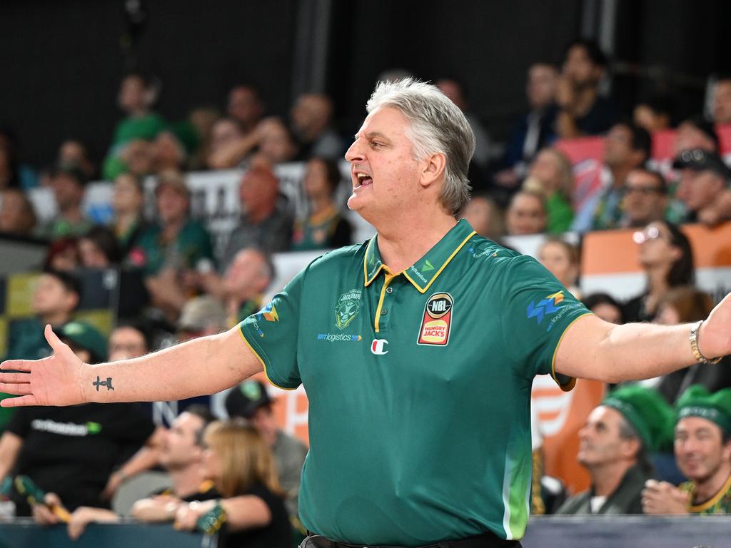 A frustrated Scott Roth during the JackJumpers’ Game 4 loss. Picture: Steve Bell/Getty Images