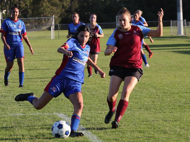 Robina City’s Lexi Papaleiou in action against University of Queensland earlier this season. Picture: Mike Batterham