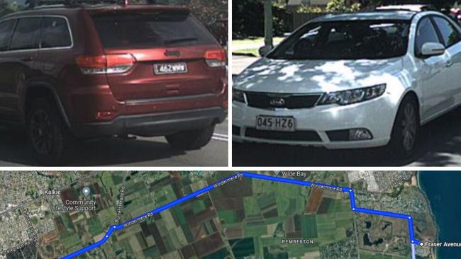 A red 2015 Jeep Grand Cherokee station wagon was stolen from an Elliot Heads address two hours after the theft of a white 2010 Kia Cerato sedan from Ashfield.