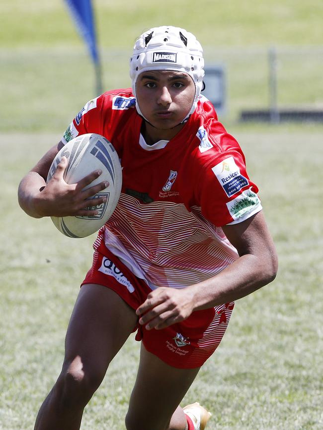 Isaiah Falzon from Malta. Under 18 Boys Malta v Maori Harmony Nines Rugby League. Picture: John Appleyard