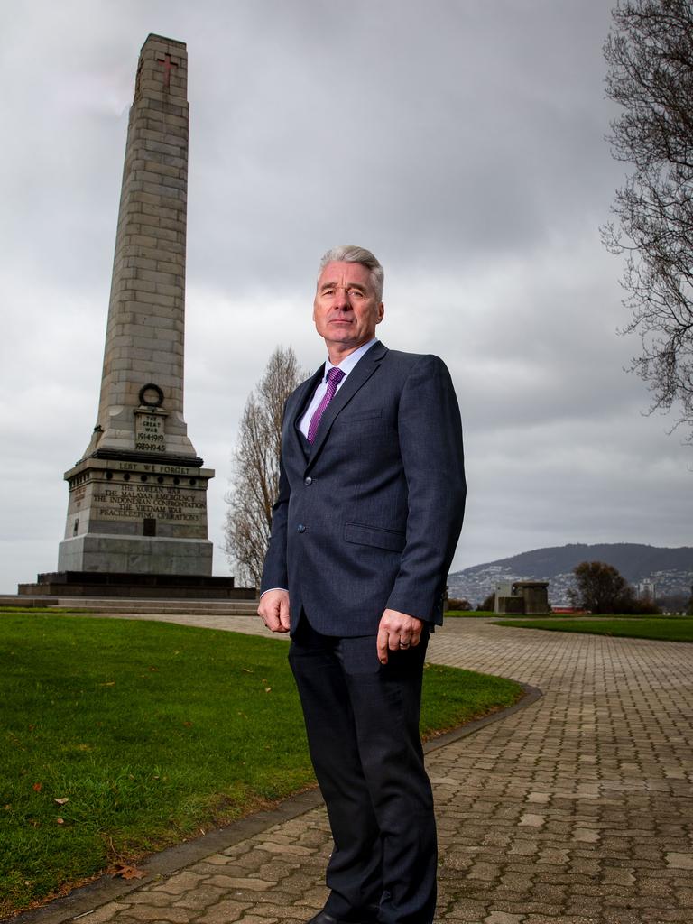 CEO of RSL Tasmania, John Hardy, at Hobart Cenotaph. Picture: Linda Higginson