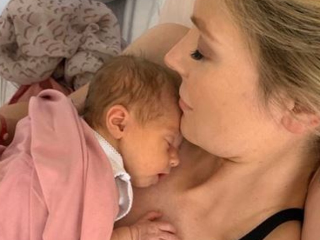 Jennifer Hawkins has given birth to her first child, daughter Frankie Violet Hawkins Wall. Picture: Instagram