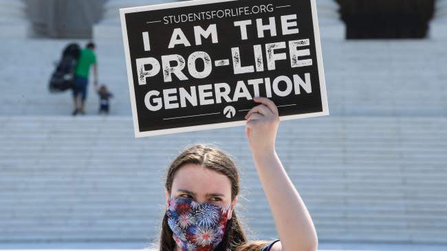 An anti-abortion activist outside the Supreme Court in Washington. Picture: Nicholas Kamm/AFP 