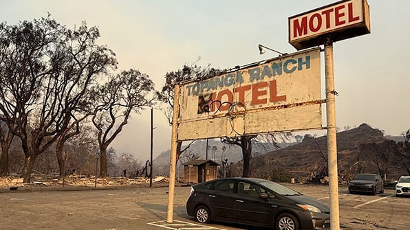 The fire aftermath of the historic Topanga Ranch Motel on January 8. Picture: California State Parks