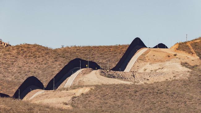 Part of the border wall at the US-Medican border east of Douglas, Arizona. Picture: AFP.