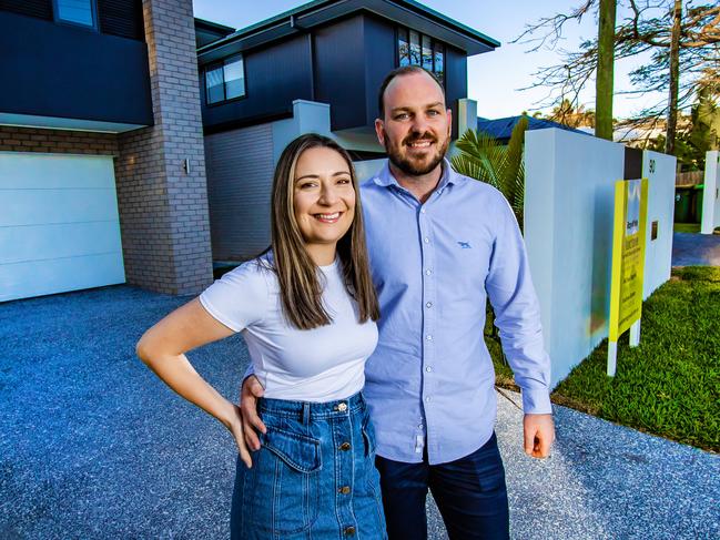 Three years ago Scott Komel purchased a block of land, subdivided it into two lots and will be selling the house next door. Scott Komel with his fiancÅ½ Juanita (**Correct*****) Bradford.Picture: Nigel Hallett