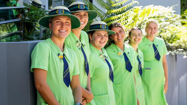 Somerville House Year 12 students (left to right) Rosie Reilly, Anna Bradford, Olivia Chappell, Ella McCarthy, Sarah Patino, Harper Bilinski. Photo: Fotofox Images.