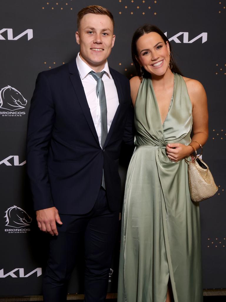 Billy Walters and Rachel Ownsworth at Brisbane Broncos’ 2022 awards night. Picture: Steve Pohlner