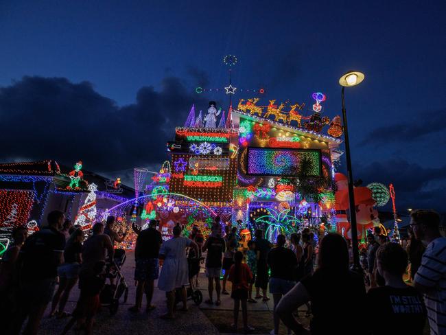 Crowds check out the Merry Strickland Christmas display at Burpengary East. Picture Lachie Millard