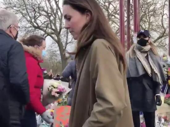 The Duchess of Cambridge lays flowers at Clapham Common for Sarah Everard.