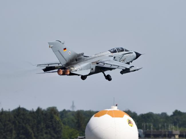 A Tornado fighter plane of the German Air Force takes off at Jagel air base in Jagel, Germany. Picture: Getty Images