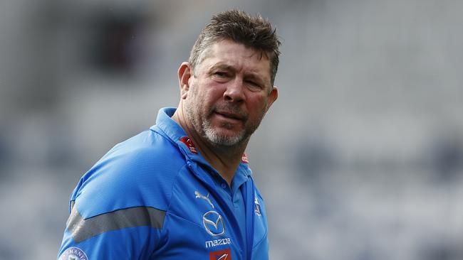 Brett Ratten, North Melbourne caretaker coach looks on during the round 17 AFL match between Geelong Cats and North Melbourne Kangaroos at GMHBA Stadium, on July 09, 2023, in Geelong, Australia. (Photo by Darrian Traynor/Getty Images)