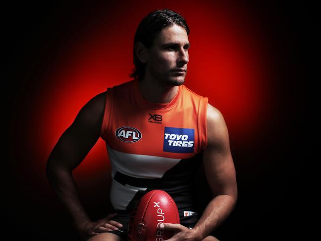 FOR SATURDAY - Portrait of GWS Giants player who this week plays his 250th game. (Neil Cordy story on the reluctant footballer - He went No.3 in the National Draft and didn't even attend).  Picture. Phil Hillyard