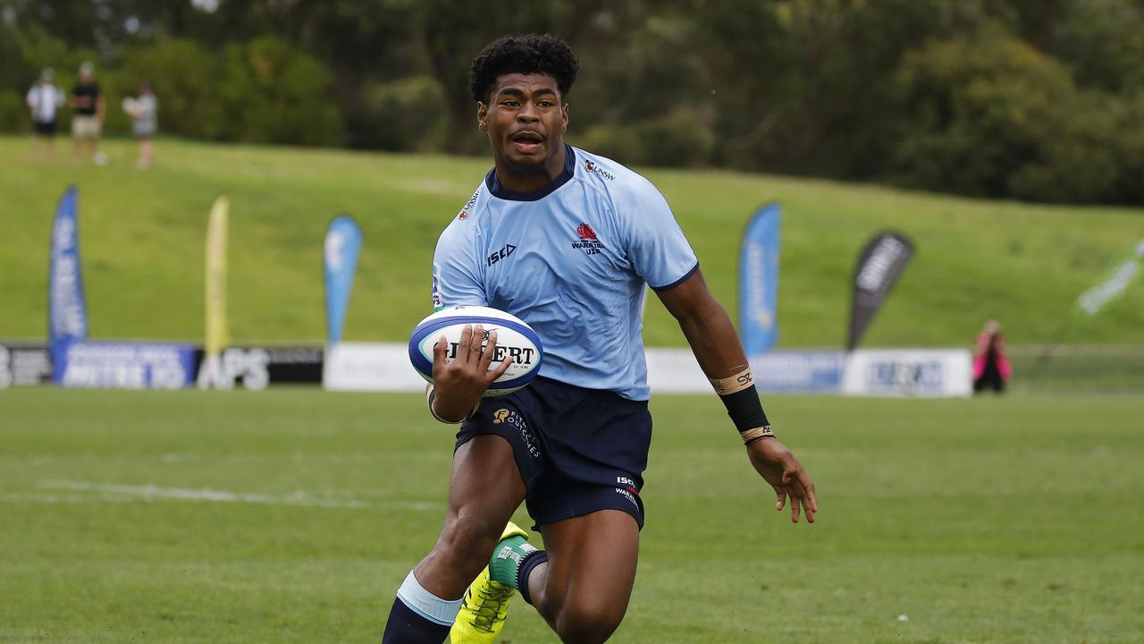 What a star! Waratahs speedster Samuela Sorovi in action against the Brumbies. Pictures: Karen Watson/Rugby Australia